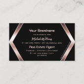 Carte De Visite Fancy noir géométrique chatoyant Rose or élégant (Dos)