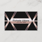 Carte De Visite Fancy noir géométrique chatoyant Rose or élégant (Devant)