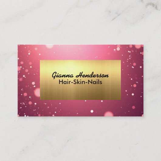 Carte De Visite Fancy Pink Glitter And Gold (Devant)