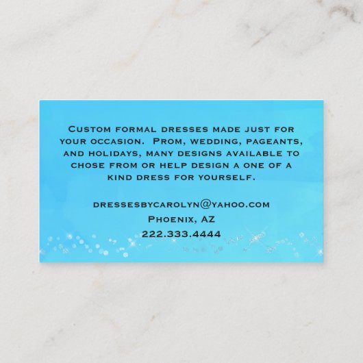 Carte de visite Fancy Robe Tailor (Dos)