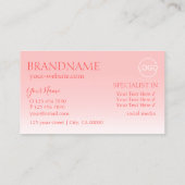 Carte De Visite Fancy Rose rose élégante police miroir avec logo (Dos)