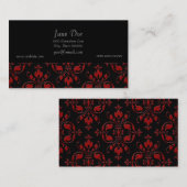 Carte De Visite Fancy rouge et noir Damas (Devant / Derrière)