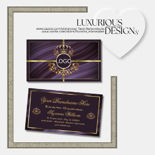 Carte De Visite Fancy Royal Purple Gold Couronne avec logo somptue