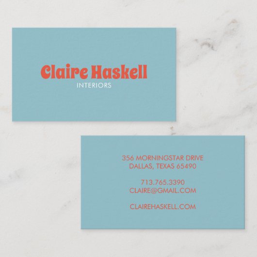 Carte De Visite Fancy Script Blue Tomato Rouge Chic Minimal (Devant / Derrière)