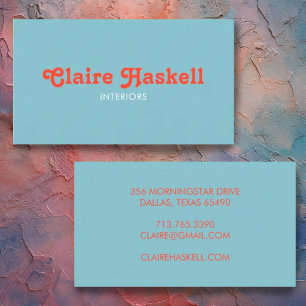 Carte De Visite Fancy Script Blue Tomato Rouge Chic Minimal