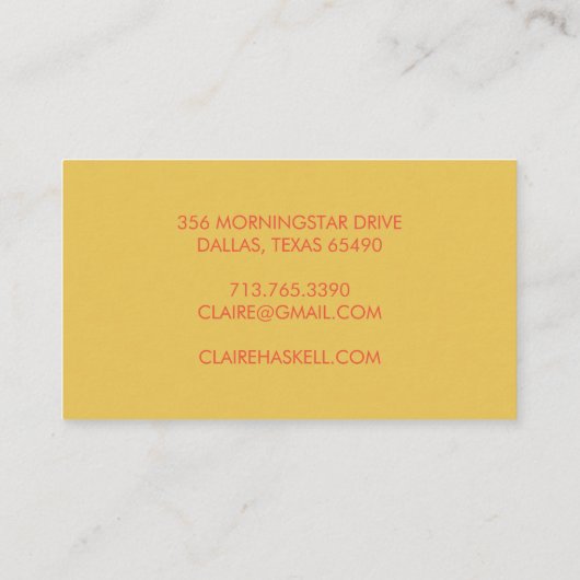 Carte De Visite Fancy Script moutarde Jaune Tomate Chic Minimal (Dos)