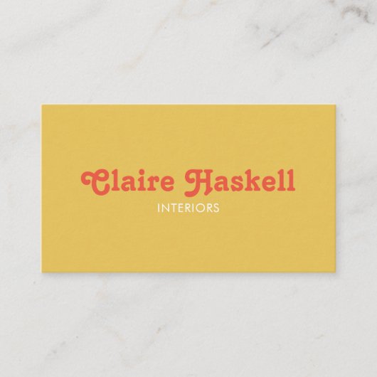 Carte De Visite Fancy Script moutarde Jaune Tomate Chic Minimal (Devant)