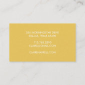 Carte De Visite Fancy Script Mustard Jaune Blanc Chic Minimal (Dos)