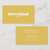 Carte De Visite Fancy Script Mustard Jaune Blanc Chic Minimal (Devant / Derrière)