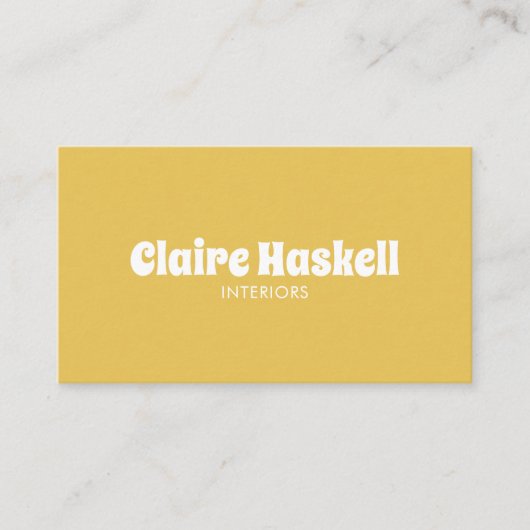Carte De Visite Fancy Script Mustard Jaune Blanc Chic Minimal (Devant)