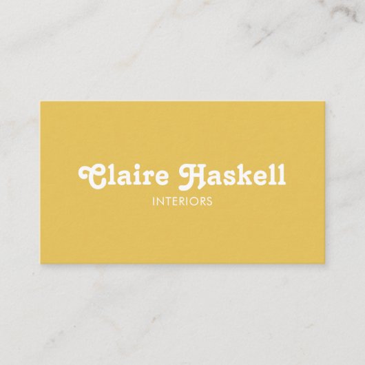 Carte De Visite Fancy Script Mustard Jaune Blanc Chic Minimal (Devant)