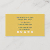 Carte De Visite Fancy Script Mustard Jaune Chic Minimal Social (Dos)