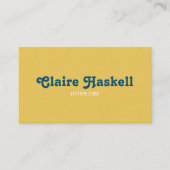 Carte De Visite Fancy Script Mustard Jaune Chic Minimal Social QR (Devant)