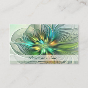 Carte De Visite Fantaisie colorée Art fractal de fleurs abstraites