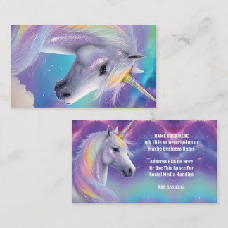 Carte De Visite Fantaisie de licorne à paillettes arc-en-ciel Auro