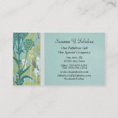 Carte De Visite Fantaisie emboutie par fleurs bleues turquoises (Dos)