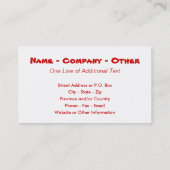 Carte De Visite Fantaisie Noël (Dos)