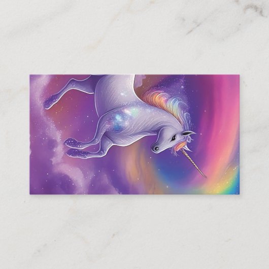 Carte De Visite Fantasy Glitter Rainbow Unicorn Cosmic Clouds (Devant)