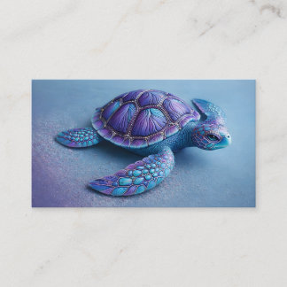 Carte De Visite Fantasy Sea Turtle in Blue & Purple, Peaceful 