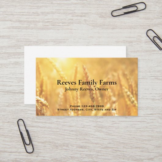Carte De Visite Farmer Wheat Farm Agricultural Business Cards (Devant/Arrière en situation)