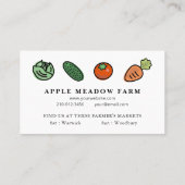 Carte De Visite Farmers Market Végétable ferme Blanc (Dos)