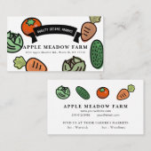 Carte De Visite Farmers Market Végétable ferme Blanc (Devant / Derrière)