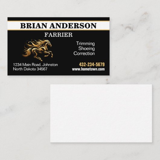 Carte De Visite Farrier (Devant / Derrière)
