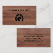 Carte De Visite Farrier Horseshoe Service Bois (Devant / Derrière)