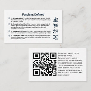 Carte De Visite Fascisme défini : Document de ralliement personnal