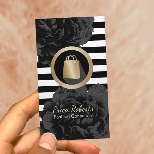 Carte De Visite Fashion Consultant Shopper Moderne Stripes Floral