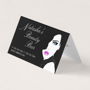 Carte De Visite Fashion Girl Black Rose Beauty Bar
