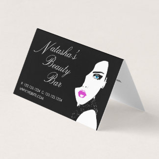 Carte De Visite Fashion Girl Black Rose Beauty Bar