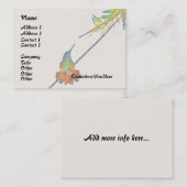 Carte De Visite faune animale d'oiseau de colibri florale (Devant / Derrière)