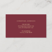 Carte De Visite fausse feuille d'or abeille sur rouge foncé (Dos)