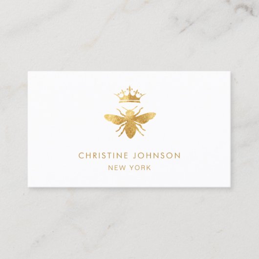 Carte De Visite fausse feuille d'or reine abeille (Devant)