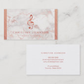 Carte De Visite fausse feuille d'or rose musique treize clef (Devant / Derrière)