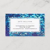 Carte De Visite fausse iridescence, effet mermaid bleu paillette (Dos)