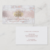 Carte De Visite fausse parties scintillant rose or lotus fleur | s (Devant / Derrière)