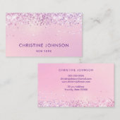 Carte De Visite fausse parties scintillant sur rose pâle (Devant / Derrière)