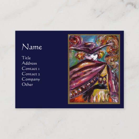 Carte De Visite FAUST / Masque Mystérieux Avec Chouette, Violet (Devant)