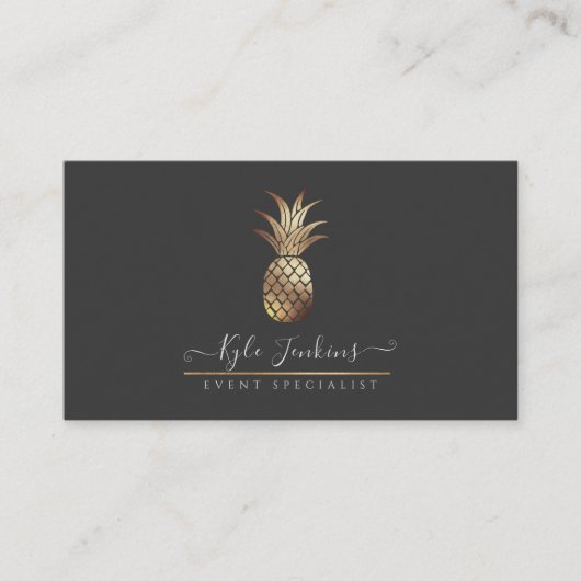 CARTE DE VISITE FAUX ANANAS DORÉS FOND DIY (Devant)