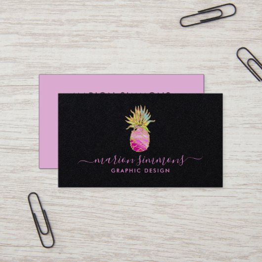 Carte de visite Faux Ananas en Or (Devant/Arrière en situation)