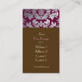 Carte De Visite Faux argent baroque damask en merlot + chocolat (Dos)
