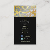 Carte De Visite Faux argent baroque damask /noir/or ton (Dos)