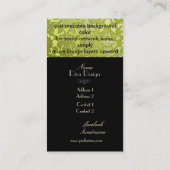 Carte De Visite Faux argent baroque damask /noir/vert citron (Dos)