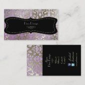 Carte De Visite Faux argent baroque damassé lilas / noir (Devant / Derrière)