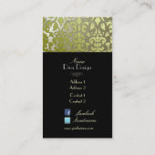 Carte De Visite Faux argent baroque damassé /noir (Dos)