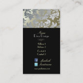 Carte De Visite Faux argent baroque damassé /noir (Dos)