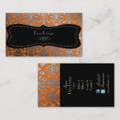 Carte De Visite Faux argent baroque damassé /noir (Devant / Derrière)