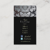 Carte De Visite Faux argent baroque damassé /noir (Dos)